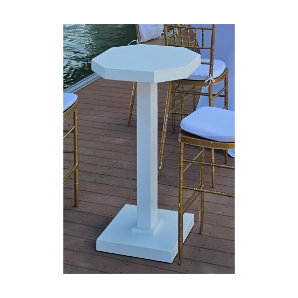 MESA COCTELERA DE MADERA FORMA HEXAGONAL